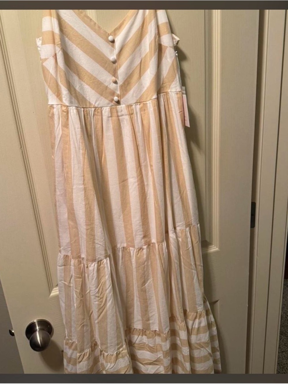 NWT LC Lauren Conrad Cream and Beige Striped Button-Front Maxi Dress